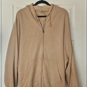 SO Oversized Zip-Up Hoodie — Tan/Beige — Size XXL